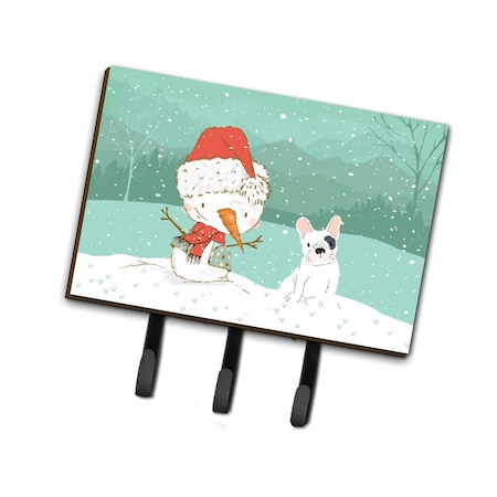 Carolines Treasures Piebald French Bulldog Snowman Christmas Leash or Key Holder CK2087TH68